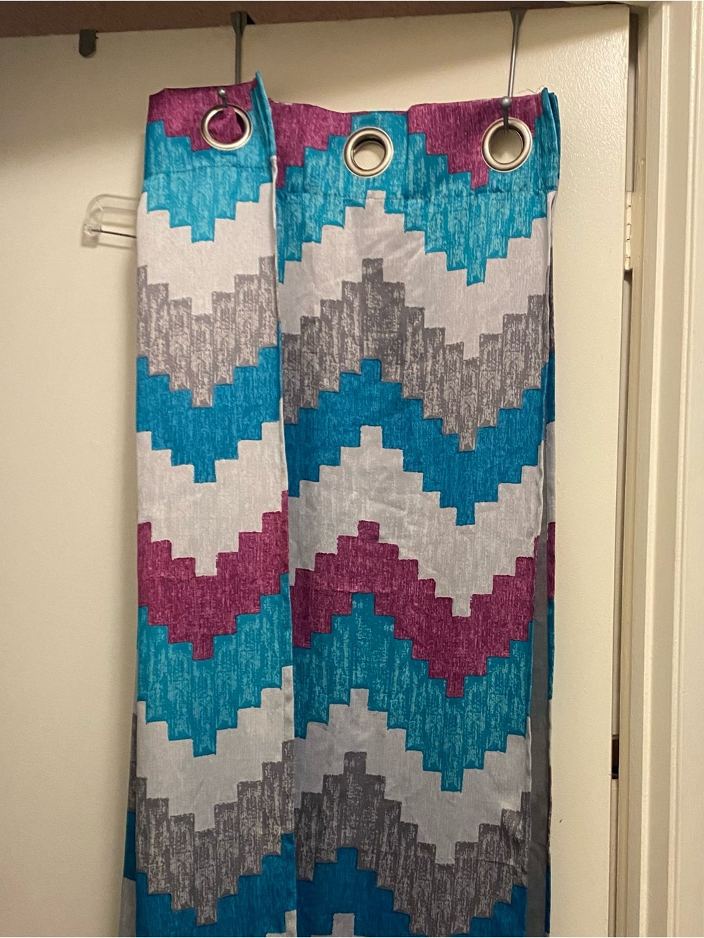 Lichtenberg Curtains 2 Panels 40Wx85”L Each Mendoza Chevron Zig Zag Teal Purple